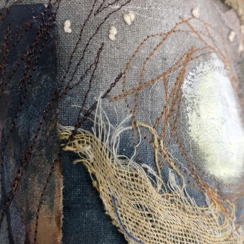 ‘Compline’ detail Painted stitched textile vessel