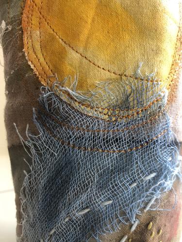 ‘Sext’ detail Painted, stitched textile vessel
