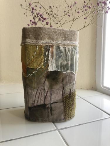 ‘Terce’ Painted stitched textile vessel