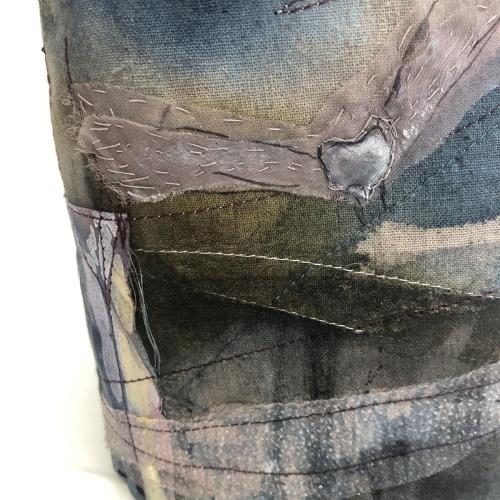 ‘Vigils’ detail Painted stitched textile vessel
